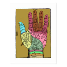 Ancient Palm Reading Chart Postcard