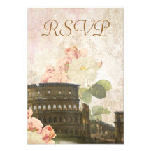 Ancient Rome Pink Rose Vintage RSVP Card
