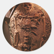 Ancient skeleton round stickers