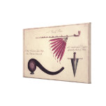 Ancient tomahawk, peace pipe and dagger, c.1590 canvas prints