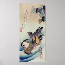 Ando Hiroshige Mandarin Ducks Colour Woodcut Posters