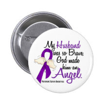 Angel 2 Husband Pancreatic Cancer Pinback Button