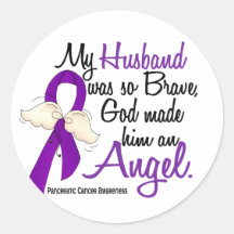 Angel 2 Husband Pancreatic Cancer Stickers