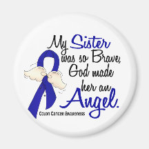 Angel 2 Sister Colon Cancer Fridge Magnet