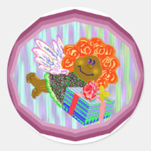 Angel African Round Stickers