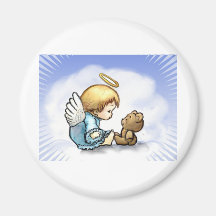 Angel baby and teddy bear fridge magnets