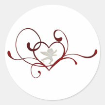 Angel heart round sticker