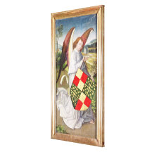 Angel holding a shield canvas print