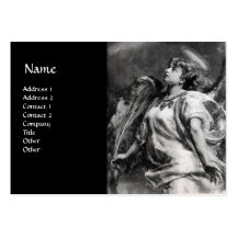 ANGEL IN BLACK AND WHITE PEARL PAPER BUSINESS CARDS