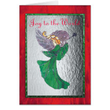 Angel in Green Stained Glass Cards