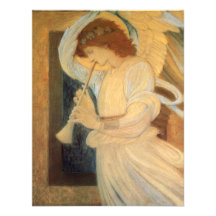 Angel Playing Flageolet Burne Jones, Vintage Music Announcement