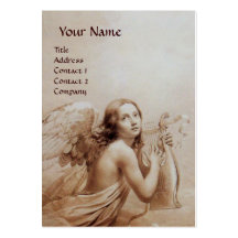 ANGEL PLAYING LYRA OVER THE CLOUDS, pearl paper Business Cards