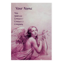 ANGEL PLAYING LYRA OVER THE CLOUDS, pearl paper Business Card Template