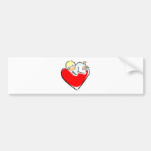 Angel Sleeping On Valentine Heart Bumper Sticker