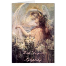 Angel Taking Lily Sympathy Card