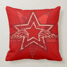 Angelic star bright red pillow