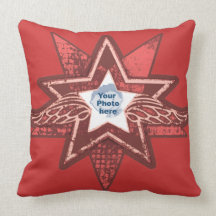 Angelic star red brown add your own photo pillow