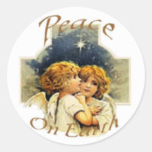 Angels-Peace on Earth Round Stickers