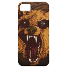 Angry Bear on Faux Leather Iphone 5 Case