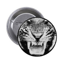 Angry Black Tiger Horizontal Lines Pinback Buttons