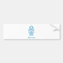 Angry Blue Robot Bumper Stickers