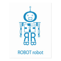 Angry Blue Robot Postcard