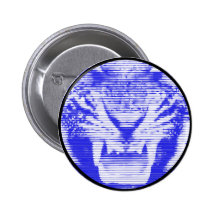 Angry Blue Tiger Horizontal Lines Pin