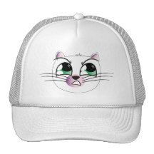 Angry Cat Hat White