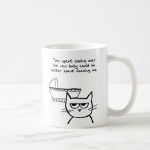 Angry Cat is jealous of the Baby Coffee Mugs