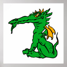 Angry Dragon green Posters