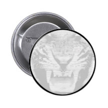 Angry Grey Tiger Horizontal Lines Pin