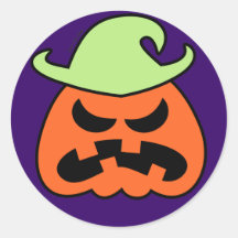 Angry Halloween Scarecrow Round Sticker