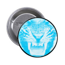 Angry Light Blue Tiger Horizontal Lines Buttons