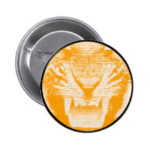 Angry Orange Tiger Horizontal Lines Pinback Button