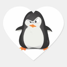 Angry Penguin Heart Sticker