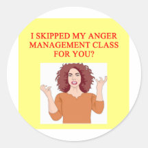 angry psychology joke round sticker