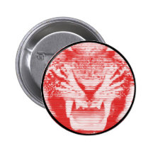 Angry Red Tiger Horizontal Lines Pins