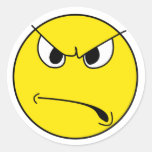 Angry Smiley Face Round Stickers