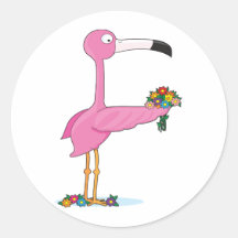 Animal Alphabet Flamingo Round Stickers