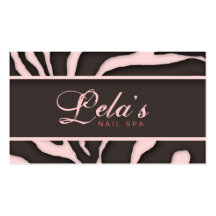 Animal Business Card Zebra Nail Salon Baby Pink