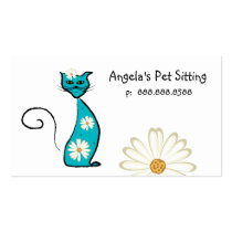 Animal Cat Sitter Business Card Flowers business cards
