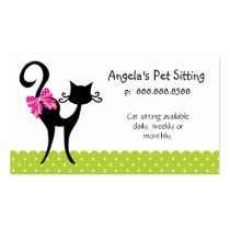 Animal Cat Sitter Business Card Lime business cards