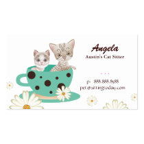Animal Cat Sitter Business Card Tea Cup Cute business cards