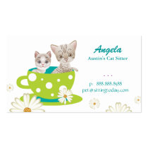 Animal Cat Sitter Business Card Tea Cup Cute business cards