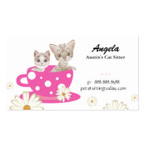 Animal Cat Sitter Business Card Tea Cup Cute business cards