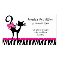 Animal Cat Sitter Business Card Zebra business cards