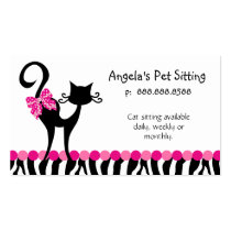 Animal Cat Sitter Business Card Zebra business cards