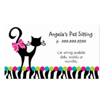 Animal Cat Sitter Business Card Zebra business cards