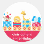 Animal Circus Train Birthday Stickers