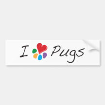 Animal Lover_I Heart Pugs Bumper Stickers